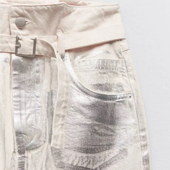 NWOT Zara Metallic Silver High-Waisted Midi Skirt – Size Small - Picture 3 of 15